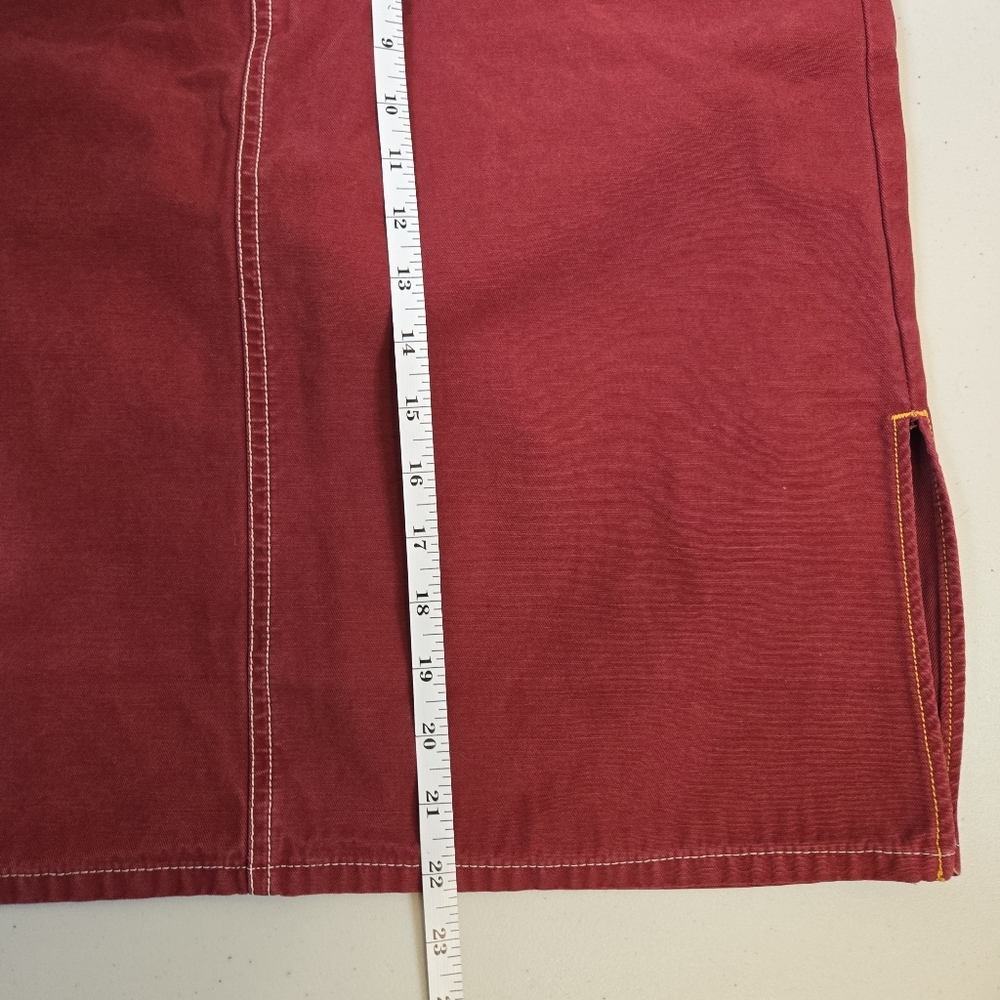 Lucky Brand Y2K Red Denim Skirt Size 14 Side Slit - Picture 11 of 12